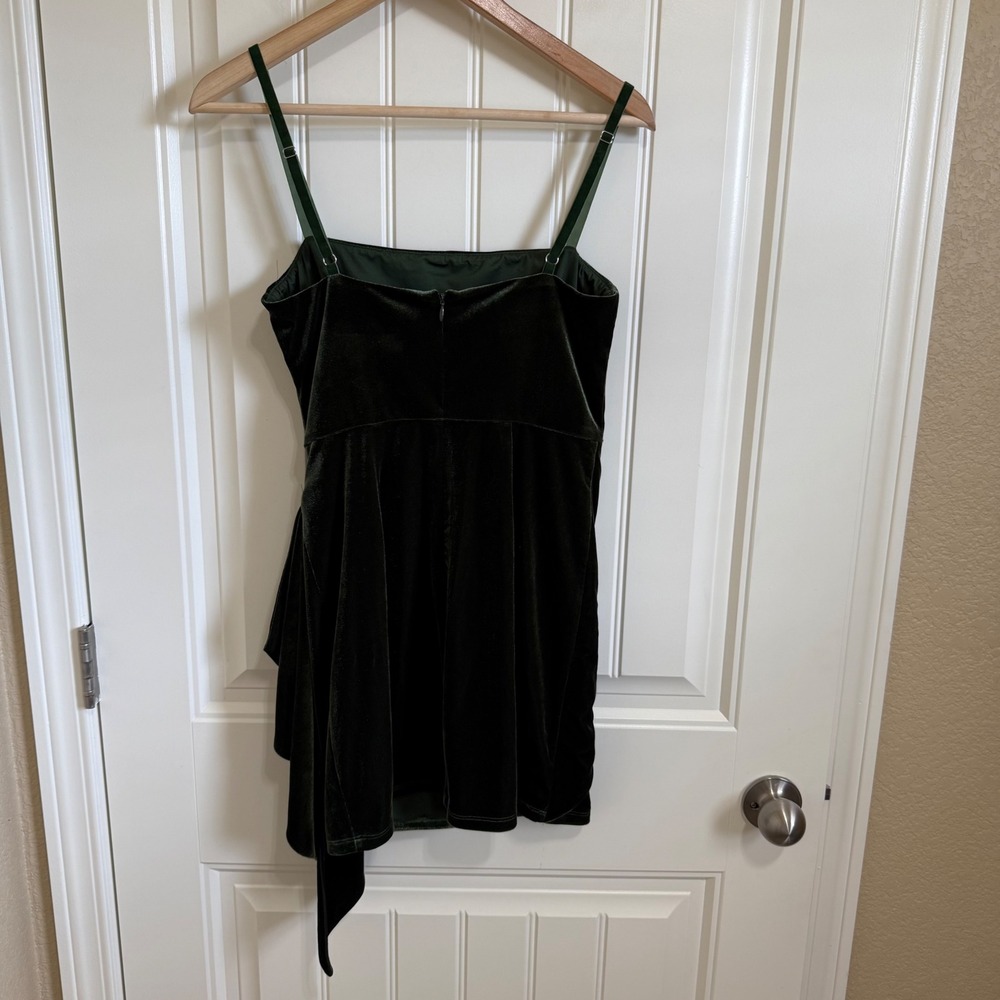 Majorelle Olive Green Velvet Mini Dress Party Cocktail Ruched S - Picture 5 of 8